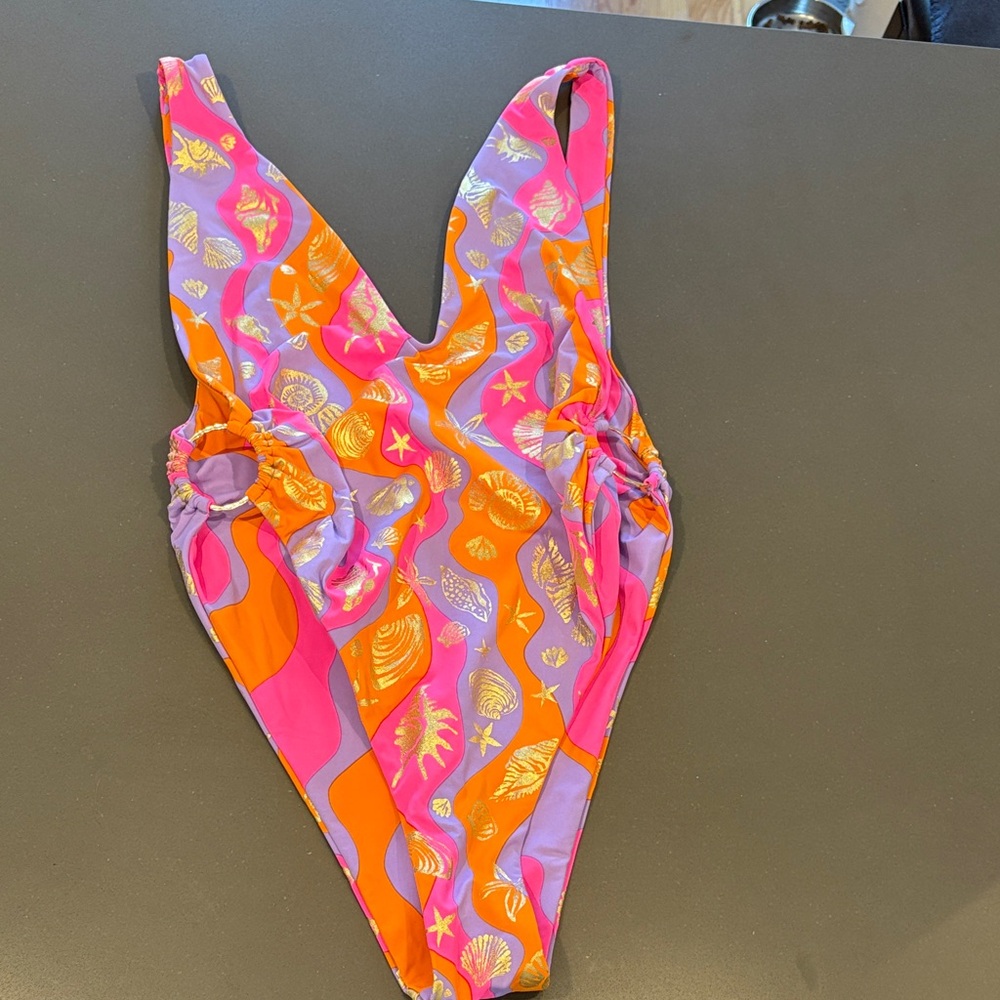 Beach Bunny Pink and Orange One Piece Swimsuit
